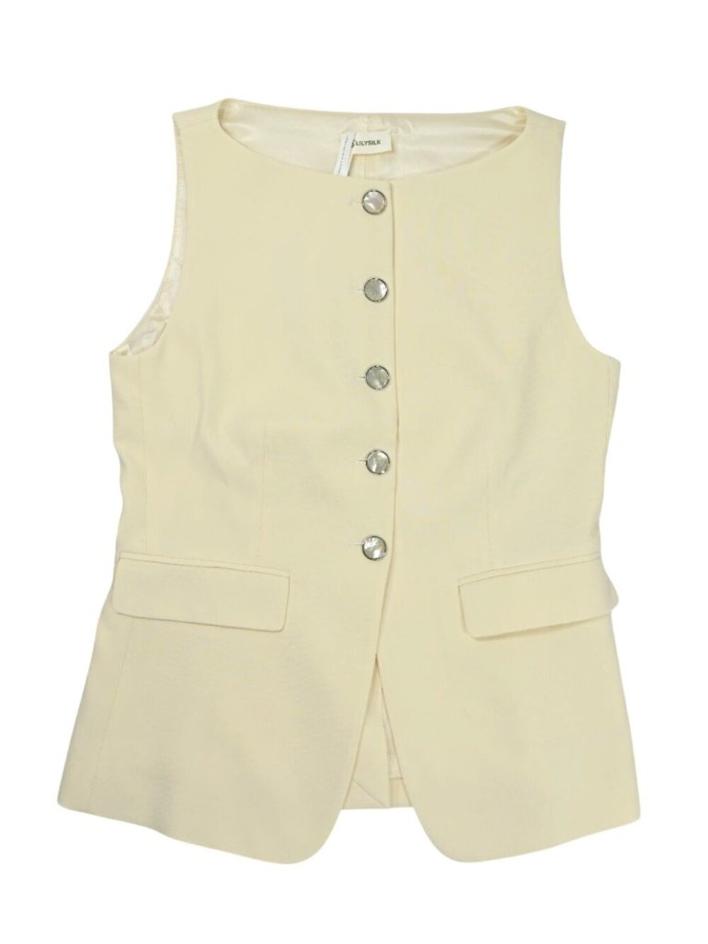 Lilysilk Sleeveless Button Up Silk Vest in Lily White